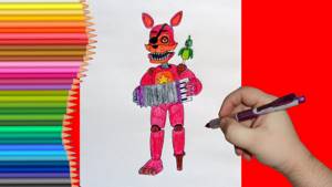 How to draw Rockstar Foxy, FNaF, Как нарисовать Рокстар Фокси, ФНаФ